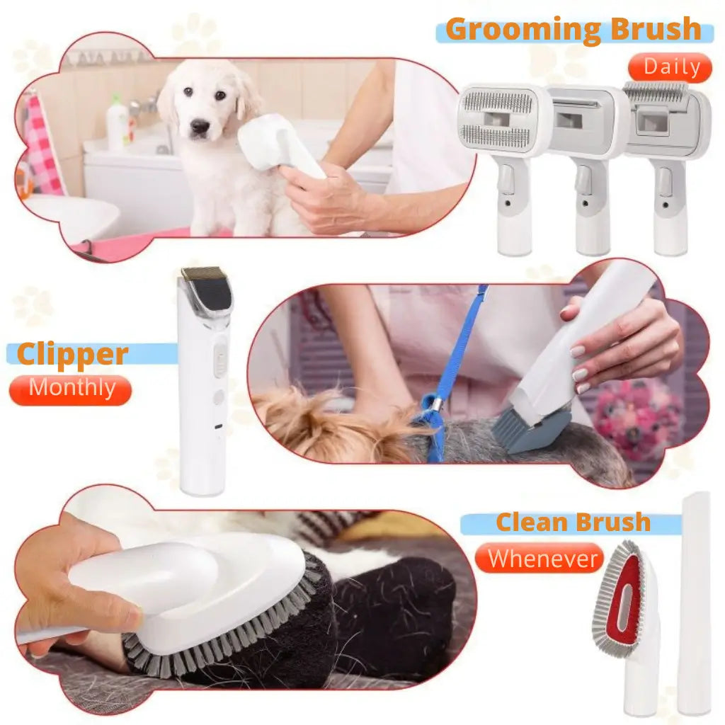 6-in-1 Pet Grooming Vacuum Kit – Mess-Free Home Grooming for Dogs & Cats
