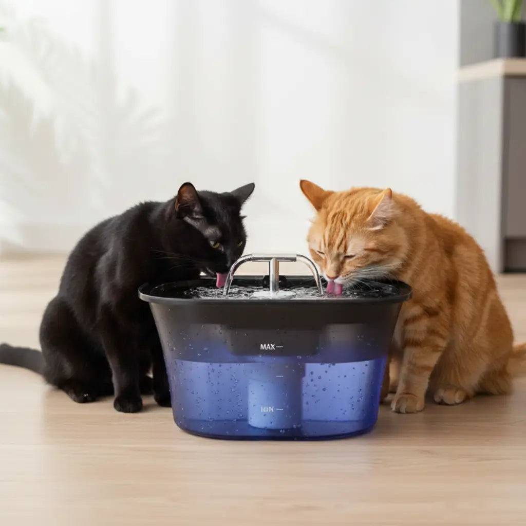 Dual Spout Cat Water Fountain 2.5L - Ultra-Quiet Triple Filtration LED