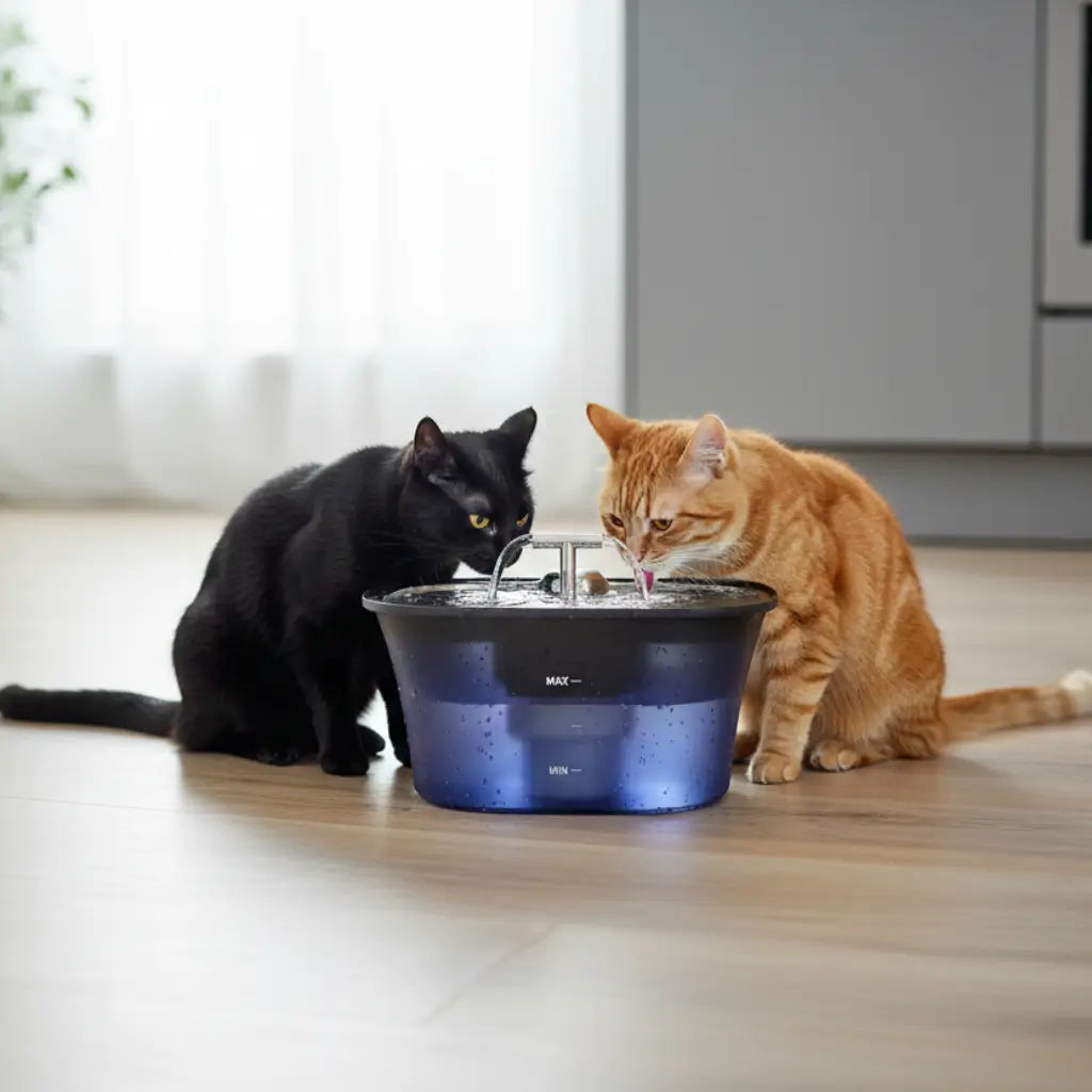 Dual Spout Cat Water Fountain 2.5L - Ultra-Quiet Triple Filtration LED