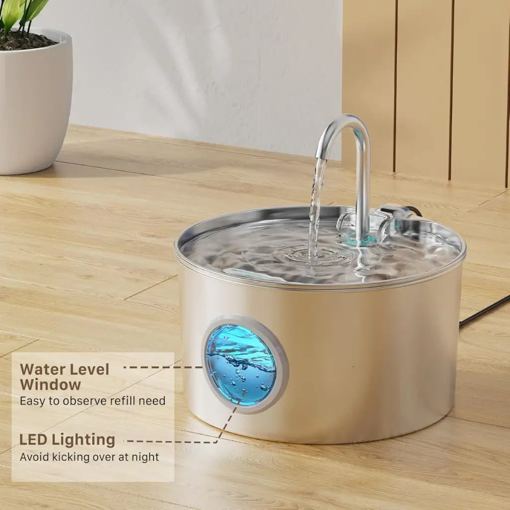 Stainless Steel Cat Water Fountain – Ultra-Quiet