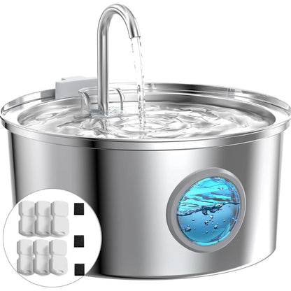 3.2L Stainless Steel Cat Water Fountain - Ultra-Quiet with Visible Water Level