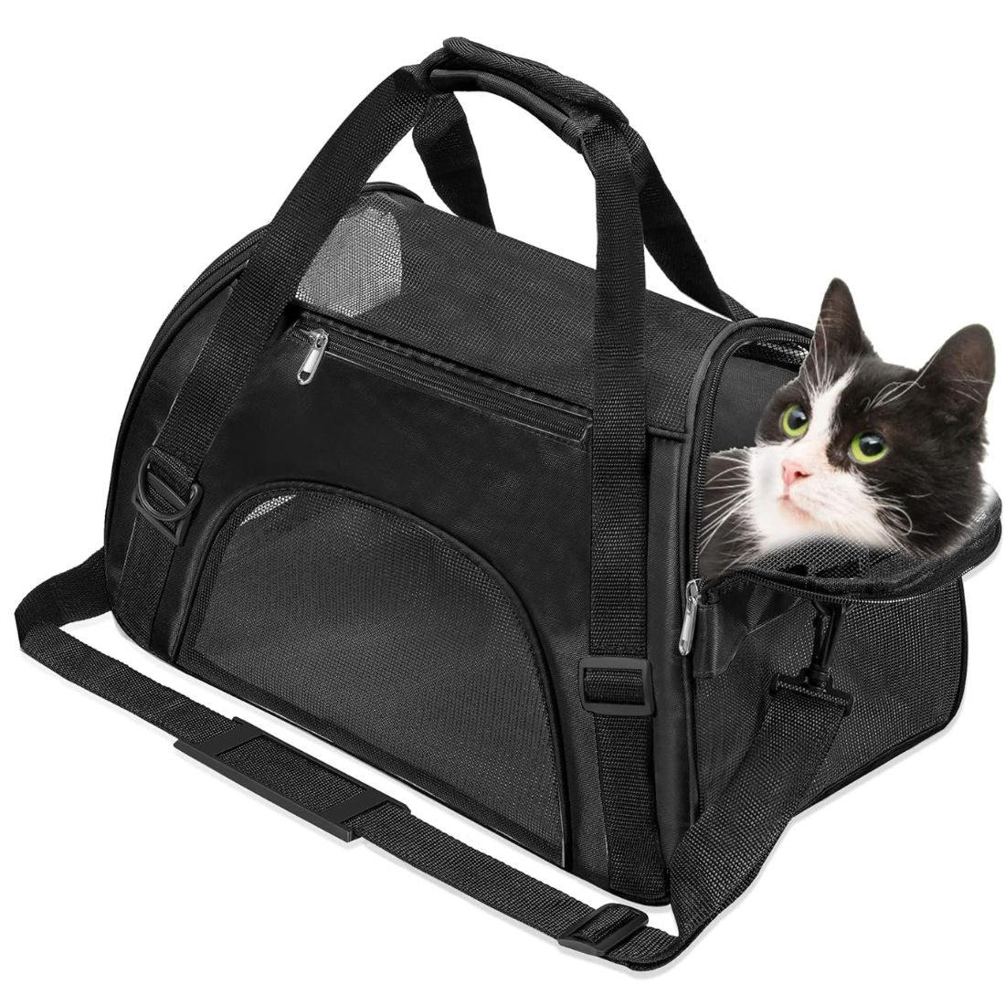 Soft-Sided Foldable Pet Carrier Medium, Black - Airline Approved Travel Bag