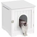 Wooden Litter Box Enclosure Furniture - Cat House Cabinet with Ventilation
