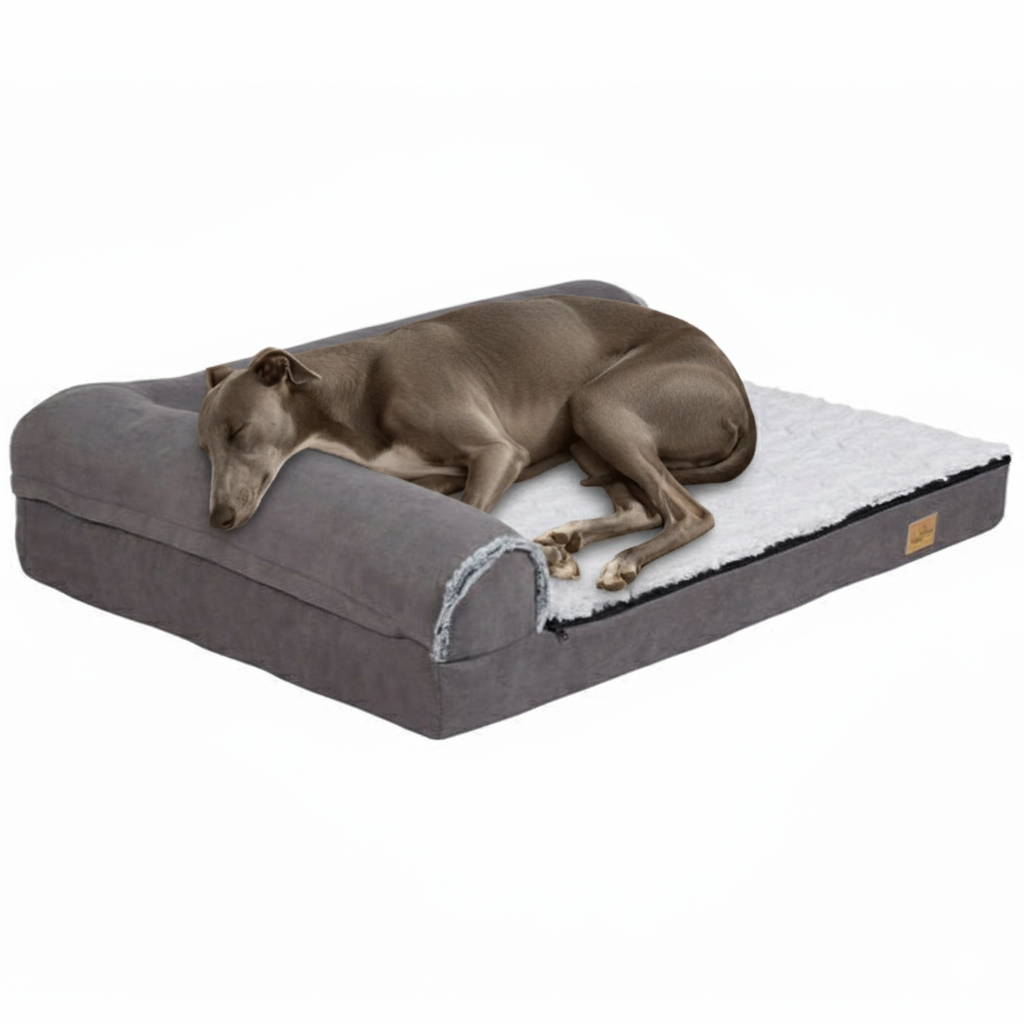 Large Comfort Dog Mattress | L-Shaped with Soft Fleece Cover