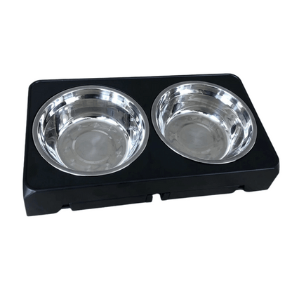 Raised Pet Feeder with Stainless Steel Dog Bowls