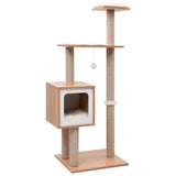 Pet Friendly 4ft Cat Tower with Wood House & Scratching Posts