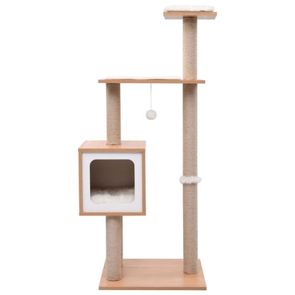 Pet Friendly 4ft Cat Tower with Wood House & Scratching Posts