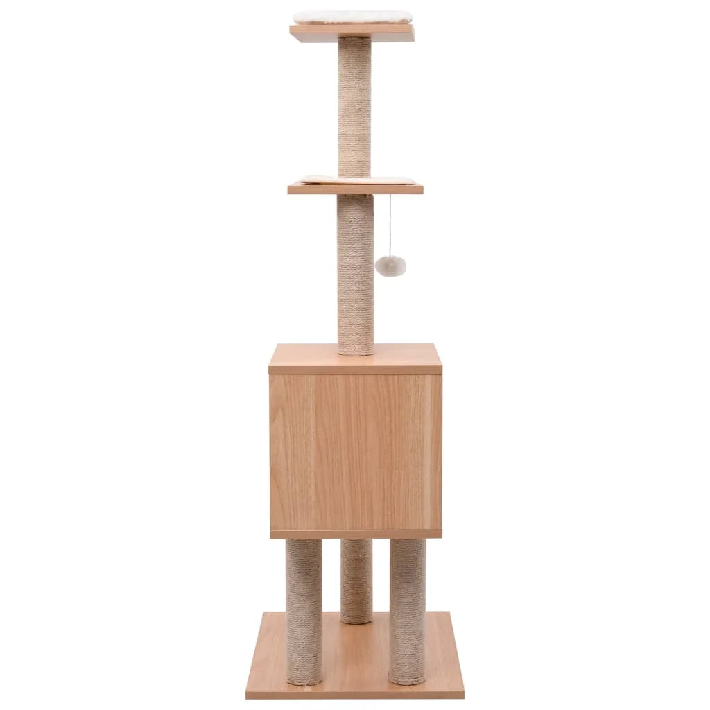 Pet Friendly 4ft Cat Tower with Wood House & Scratching Posts