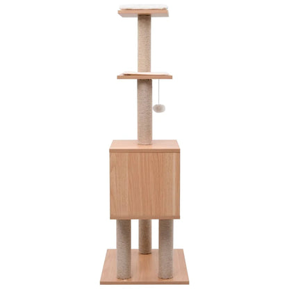 Pet Friendly 4ft Cat Tower with Wood House & Scratching Posts