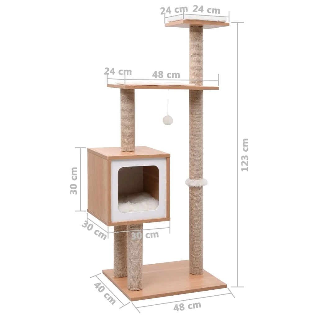 Pet Friendly 4ft Cat Tower with Wood House & Scratching Posts