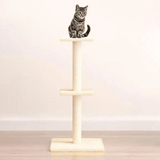 Stylish Neutral Cat Tower Scratcher with 2 Shelves