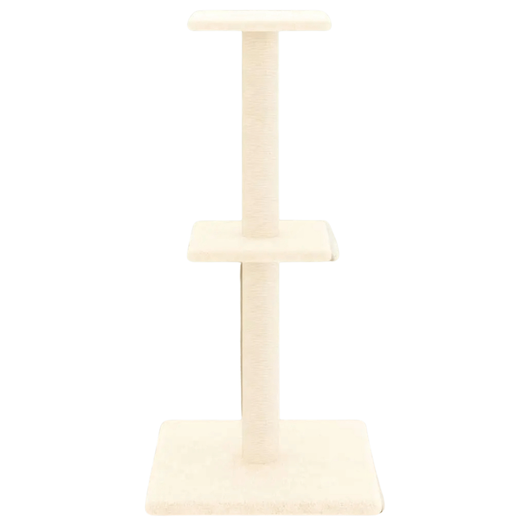 Stylish Neutral Cat Tower Scratcher with 2 Shelves