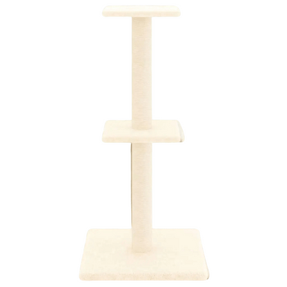 Stylish Neutral Cat Tower Scratcher with 2 Shelves