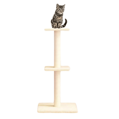 Stylish Neutral Cat Tower Scratcher with 2 Shelves