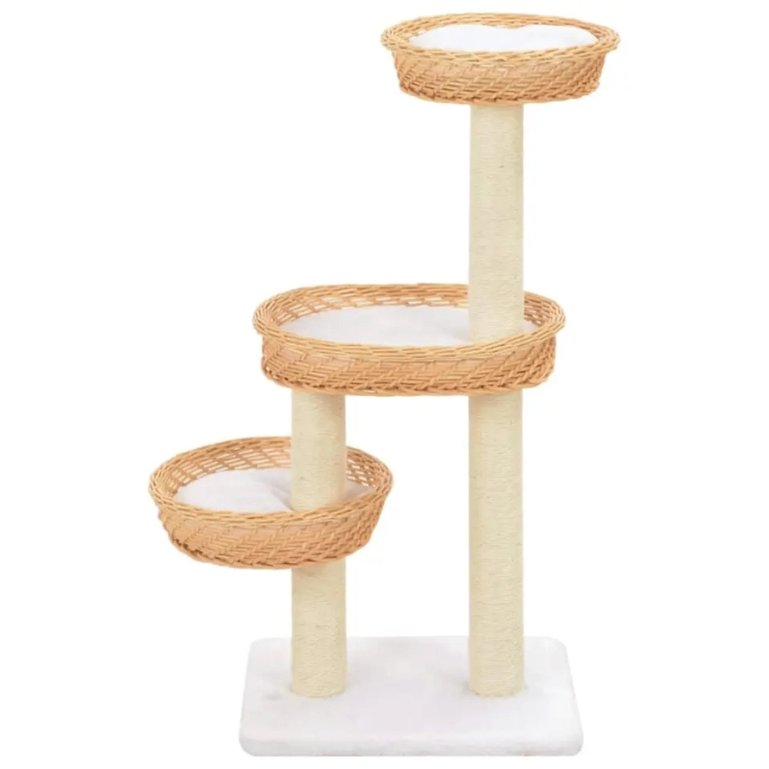 Stylish Cat Tower with Natural Perches & Rope Scratching Posts
