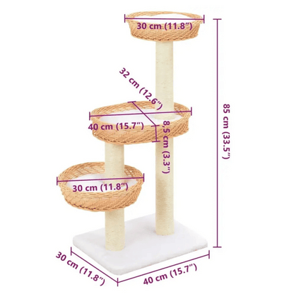 Stylish Cat Tower with Natural Perches & Rope Scratching Posts