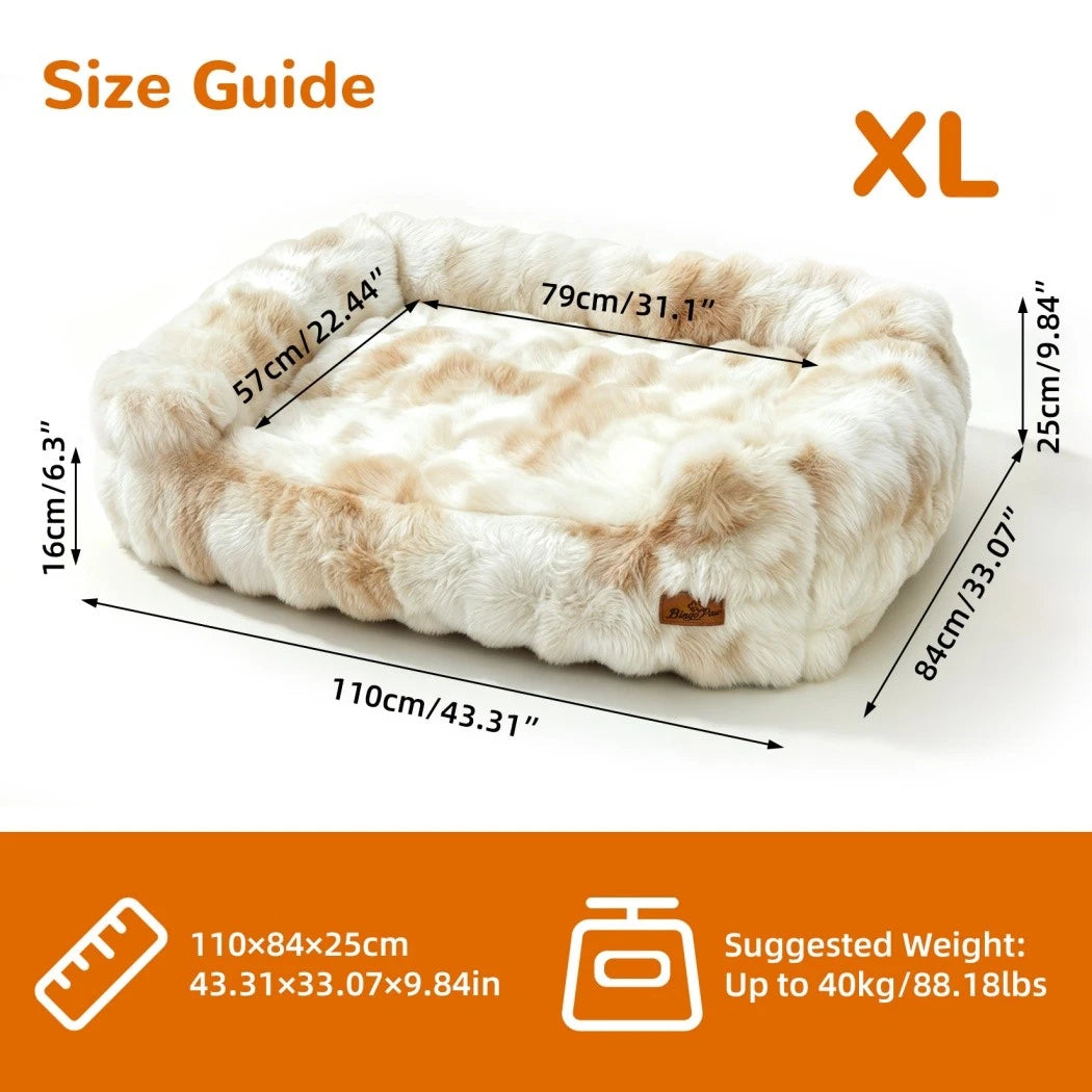 Ivory Cream fluffy dog sofa bed size XL dimensions and sleeping area