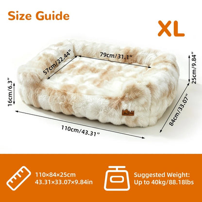 Ivory Cream fluffy dog sofa bed size XL dimensions and sleeping area