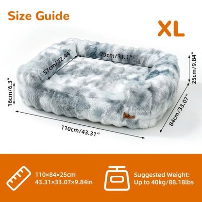 Silver Grey fluffy dog sofa bed size XL dimensions and sleeping area