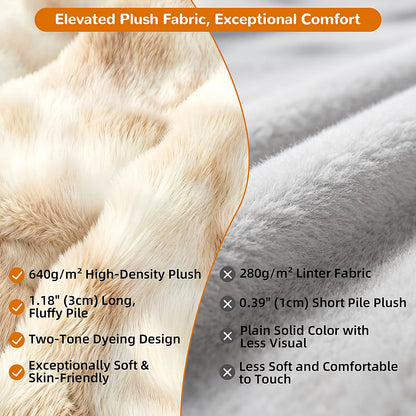 Close-up of the 3 cm long-pile two-tone plush fabric on the dog sofa bed