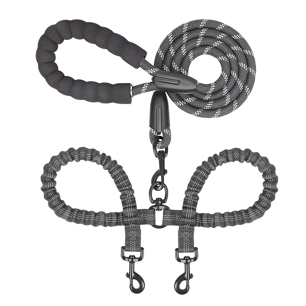 Durable Dual Dog Leash with Comfort Grip & Reflective Strap - LifyPet