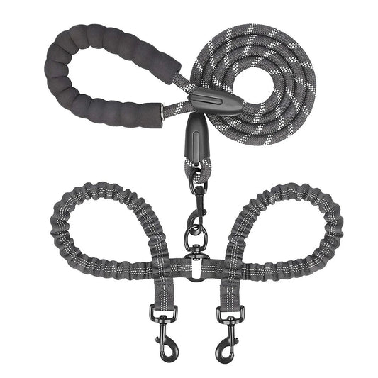 Durable Dual Dog Leash with Comfort Grip & Reflective Strap - LifyPet