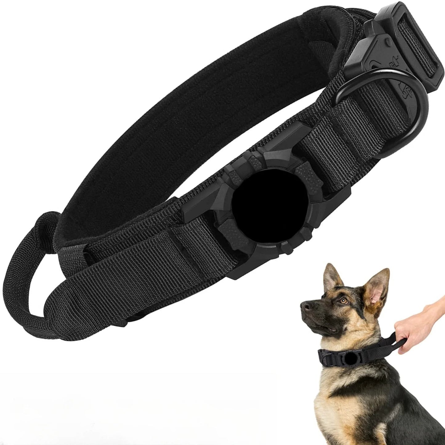 Durable Tactical Dog Collar with AirTag Holder