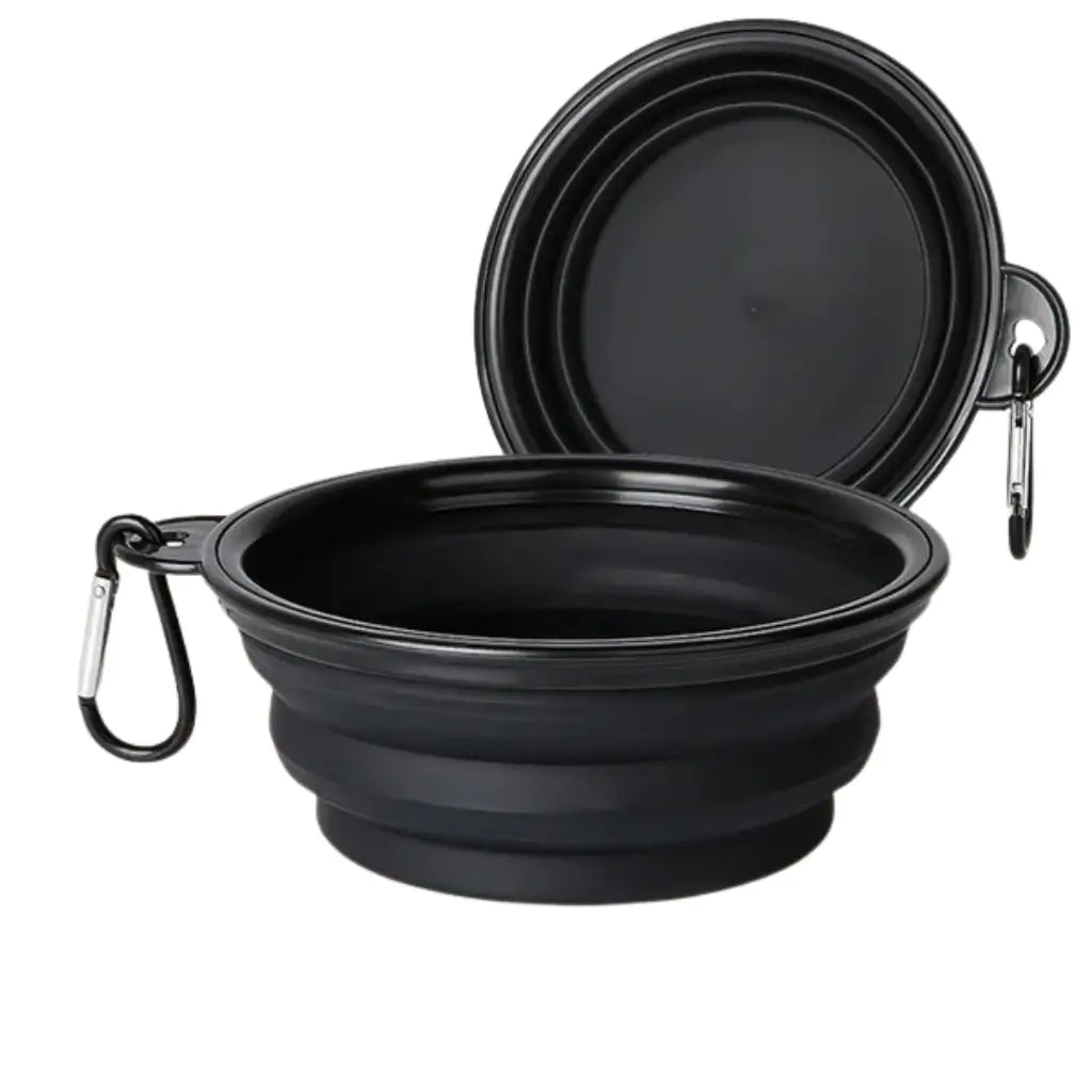 black collapsible dog silicone bowl