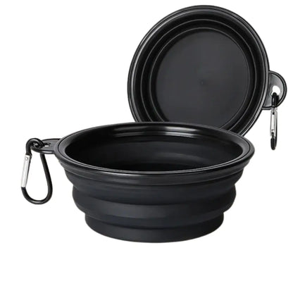 black collapsible dog silicone bowl