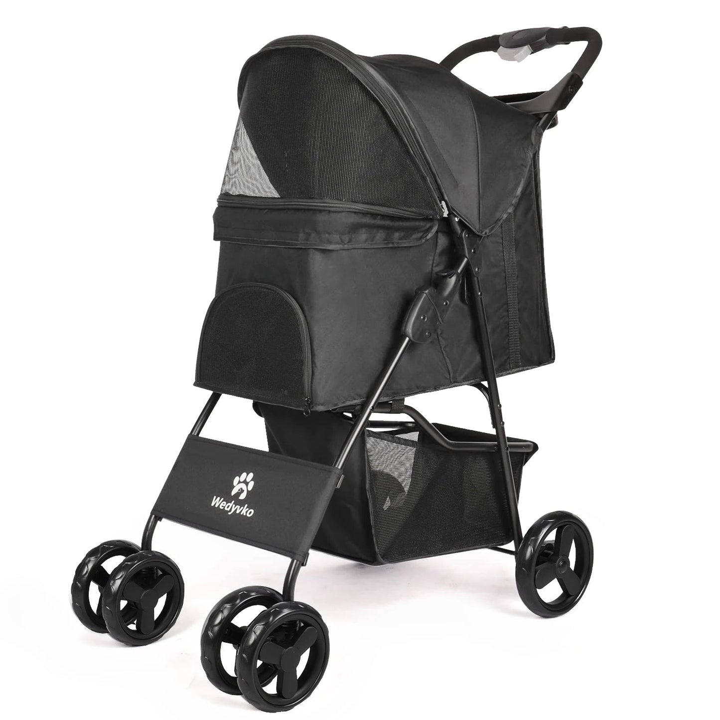 Large Collapsible Pet Stroller with Storage Compartment