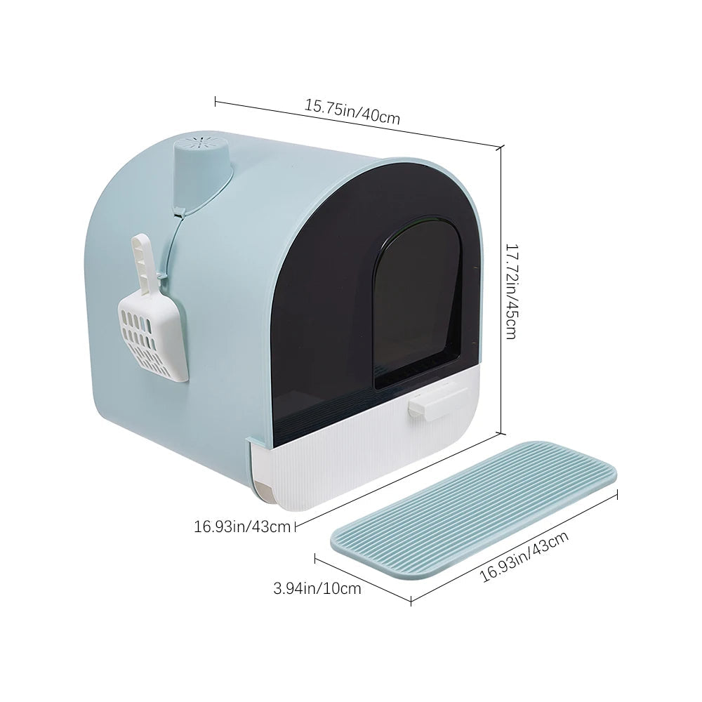 Stylish Cat Litter Box with Removable Tray & Scoop