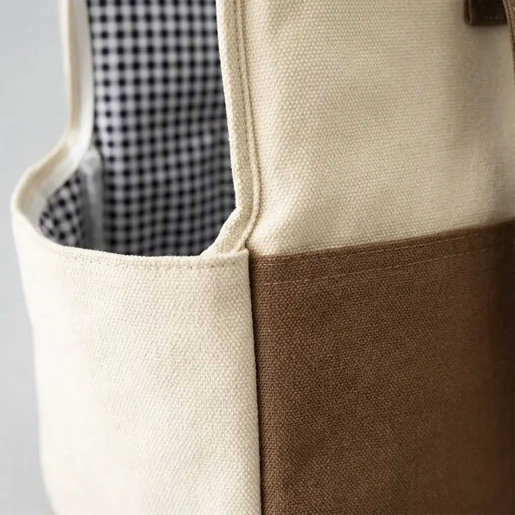 close up of brown dog carrier bag
