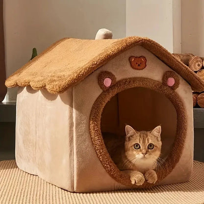 Cozy Pet House Bed for Cats and Small Dogs