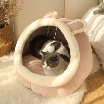 Cozy Covered Kitty Sleeping Bed