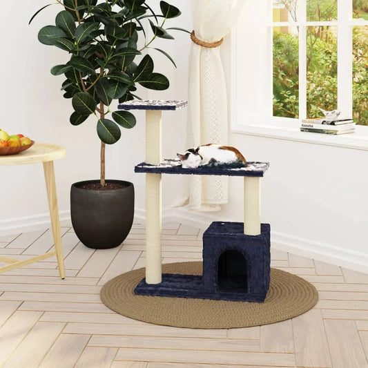 Grey Cat Tower with Hideaway & Scratching Posts - LifyPet