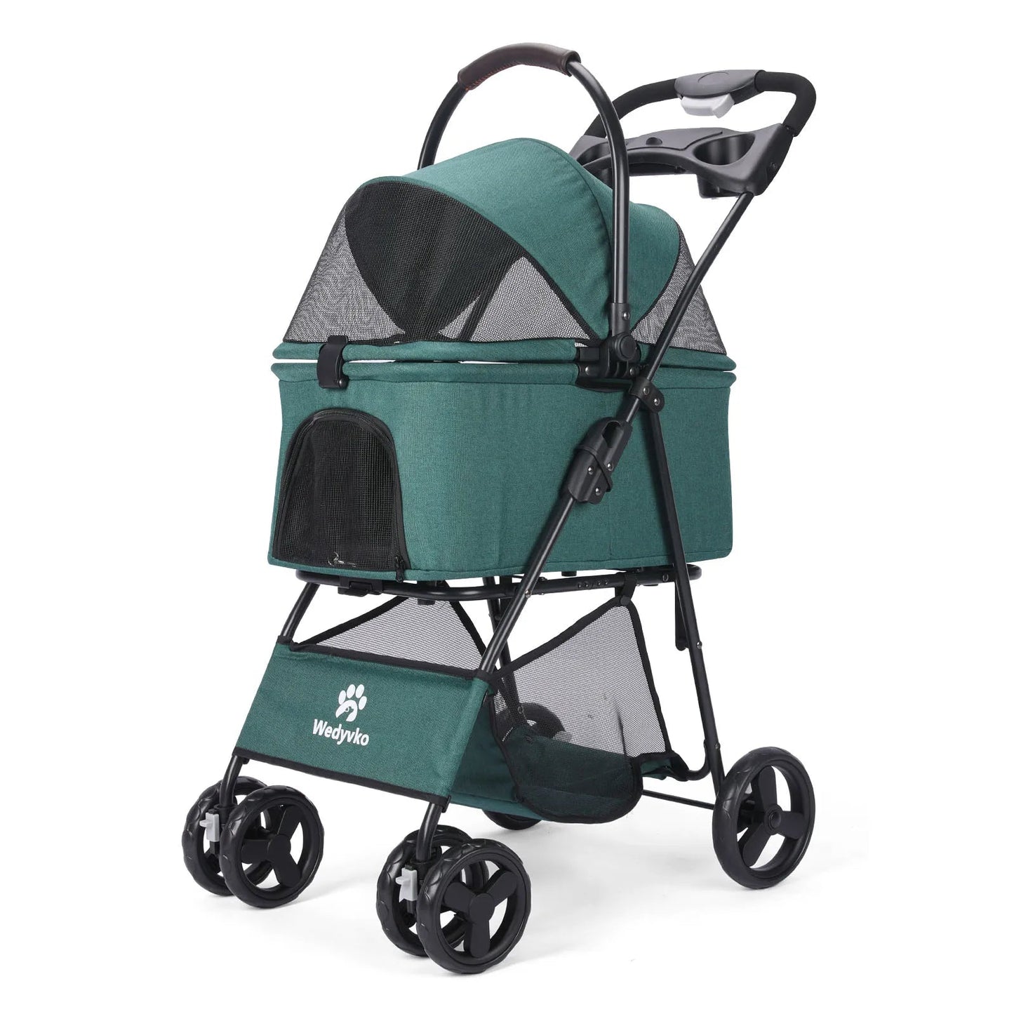Folding Pet Stroller with Removable Carrier & Storage