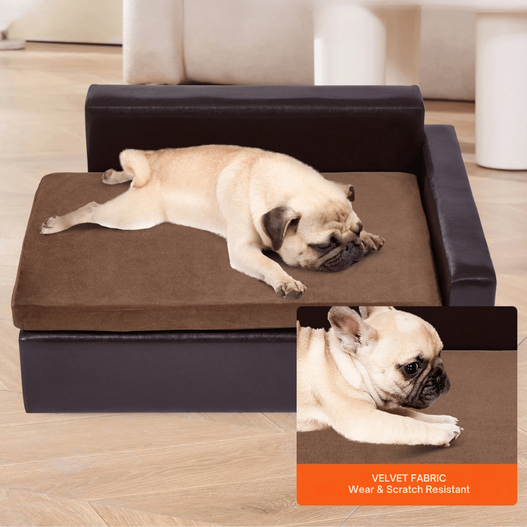 Luxury Pet Faux Leather Storage Dog Bed