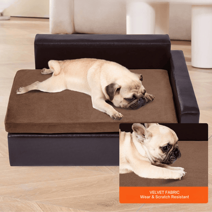 Luxury Pet Faux Leather Storage Dog Bed