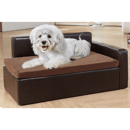 Luxury Pet Faux Leather Storage Dog Bed