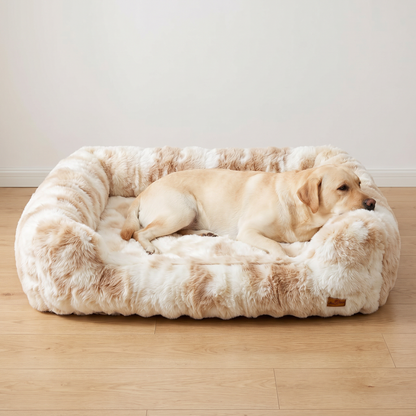 Labrador in the size XL Ivory Cream fluffy dog sofa bed, large dog bed with bolsters