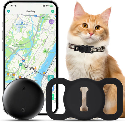 Cat Tracker, Cat Tracker Collar, Real Time GPS Pet Tracker for Cats and Dogs, Dog Tracker with No Monthly Fees- Works Compatible with Apple Find My (Only iOS), Anti-Lost Cat Gps Tracker for Cat Dog
