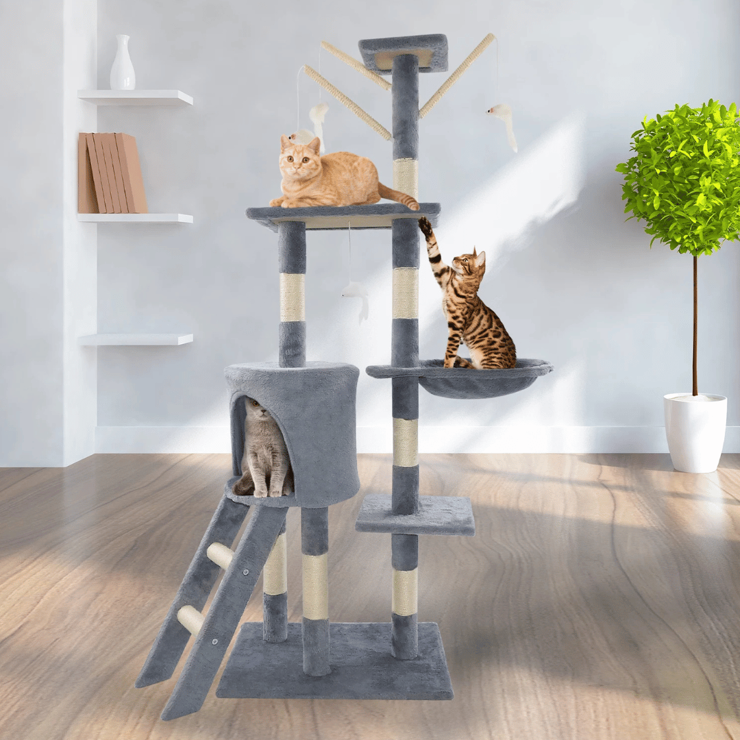 Cozy Cat Condo with Soft Bed, Perches & Scratcher