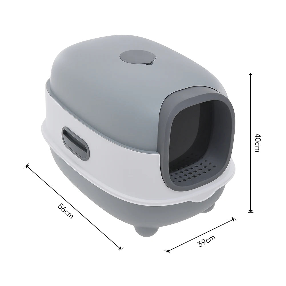 Large Covered Cat Litter Box with UV Sanitizer & Anti Slip Base