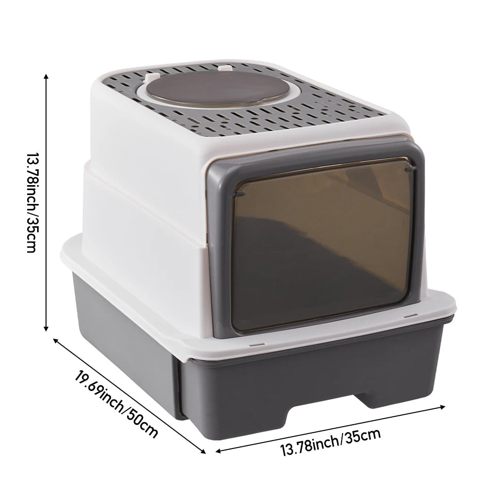 Odor Control Cat Litter Box with UV Light & Cleaning Tools