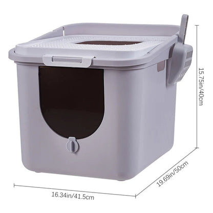 Easy Clean Covered Litter Box with Flip Top