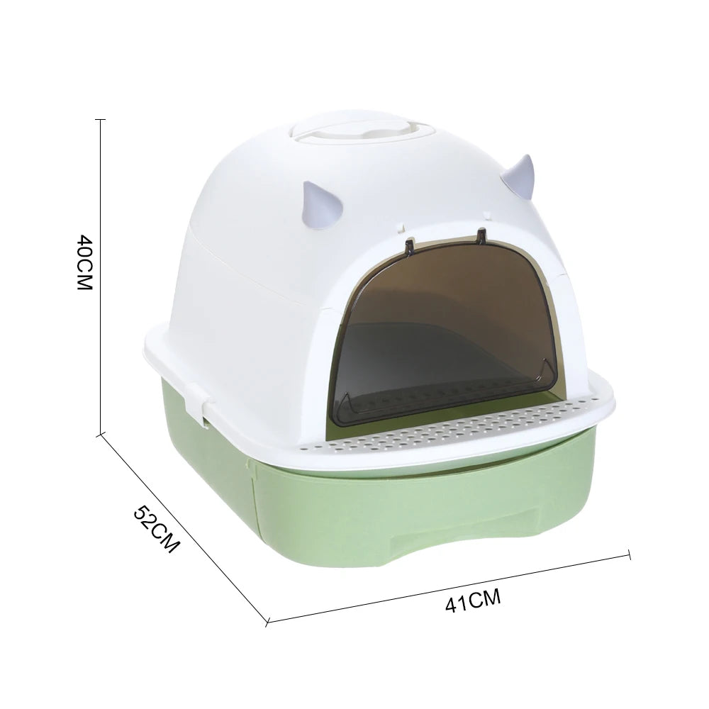 Easy Clean Cat Litter Box with Sliding Door