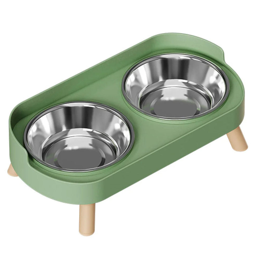 Elevated Stainless Steel Dual Dog Food Bowls - LifyPet
