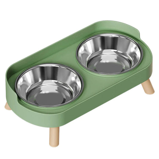 Elevated Stainless Steel Dual Dog Food Bowls - LifyPet