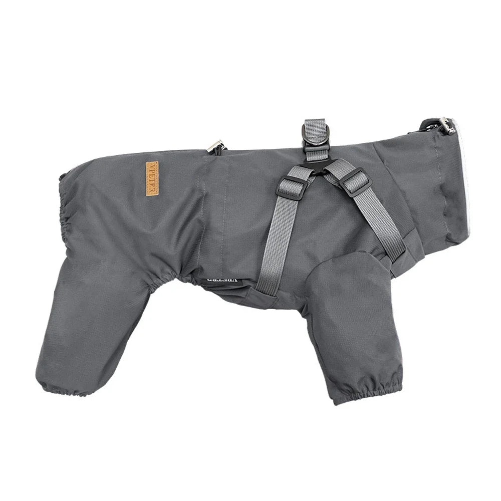 Waterproof Pet Coat with Built-In Dog Harness