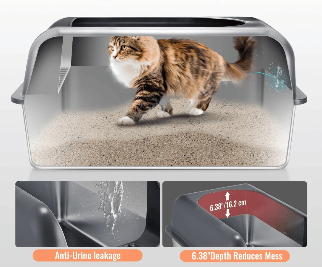 Extra Large Cat Litter Pan with Metal Tray & Accessories